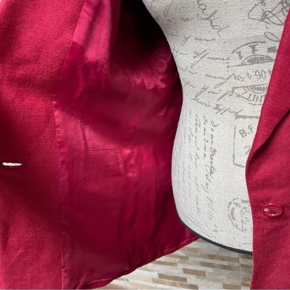 Vintage Y2K Giorgio Sant'Angelo Collectable Gold Red Linen blazer Red Size 6 - Picture 5 of 14